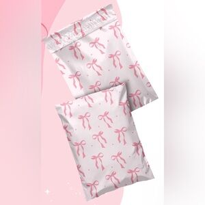 25- 6 x 9 Poly Pink Bow Patterned Shipping Bags